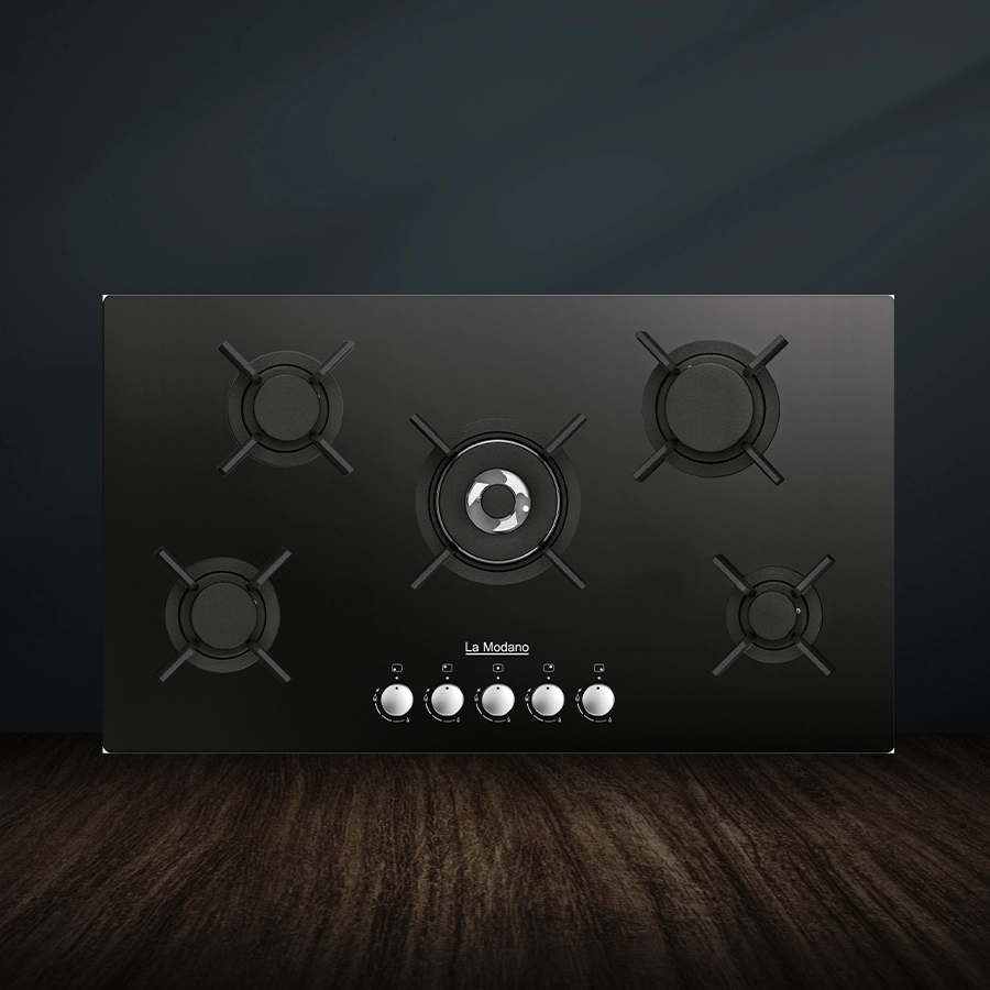 Gas HOBS Glass Black 90 CM Knob Control LMBH902GB