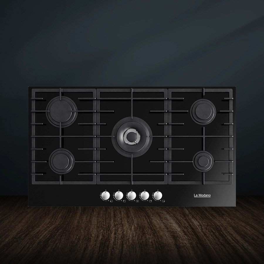 Gas HOBS Glass Black 90 CM Knob Control LMBH906GB