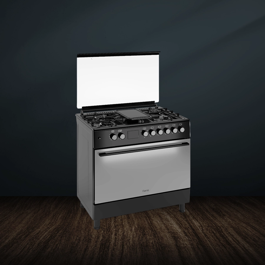 Gas Cooker, Black, 90cm, Triple Glass